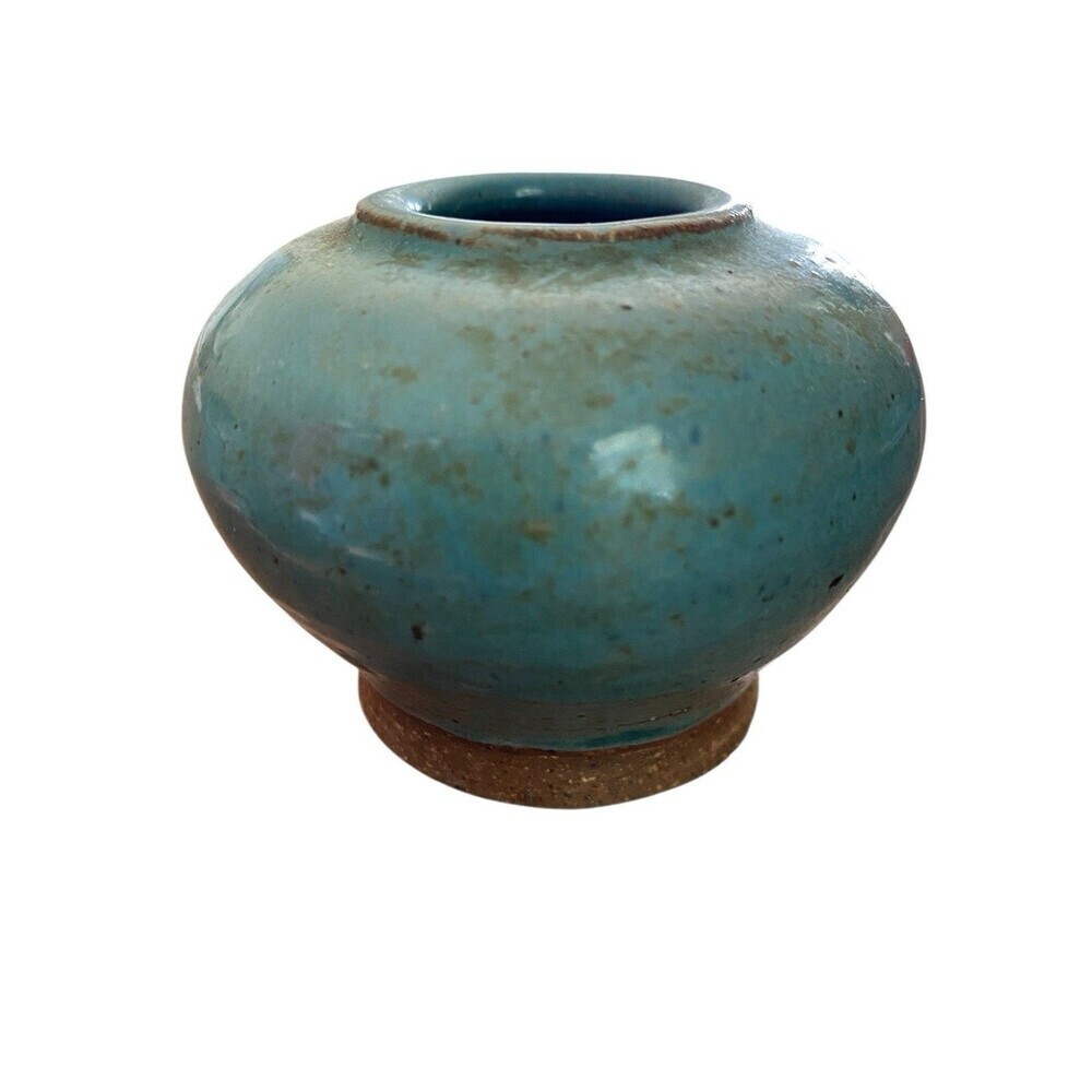 Artisan Handmade Bud Vase 2.5 Inch Pottery Stoneware Teal Blue Glaze